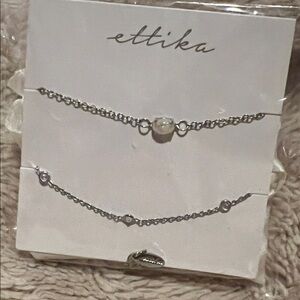 ettika Silver Crystal/opal stone Layered bracelet/anklet Set - Silver